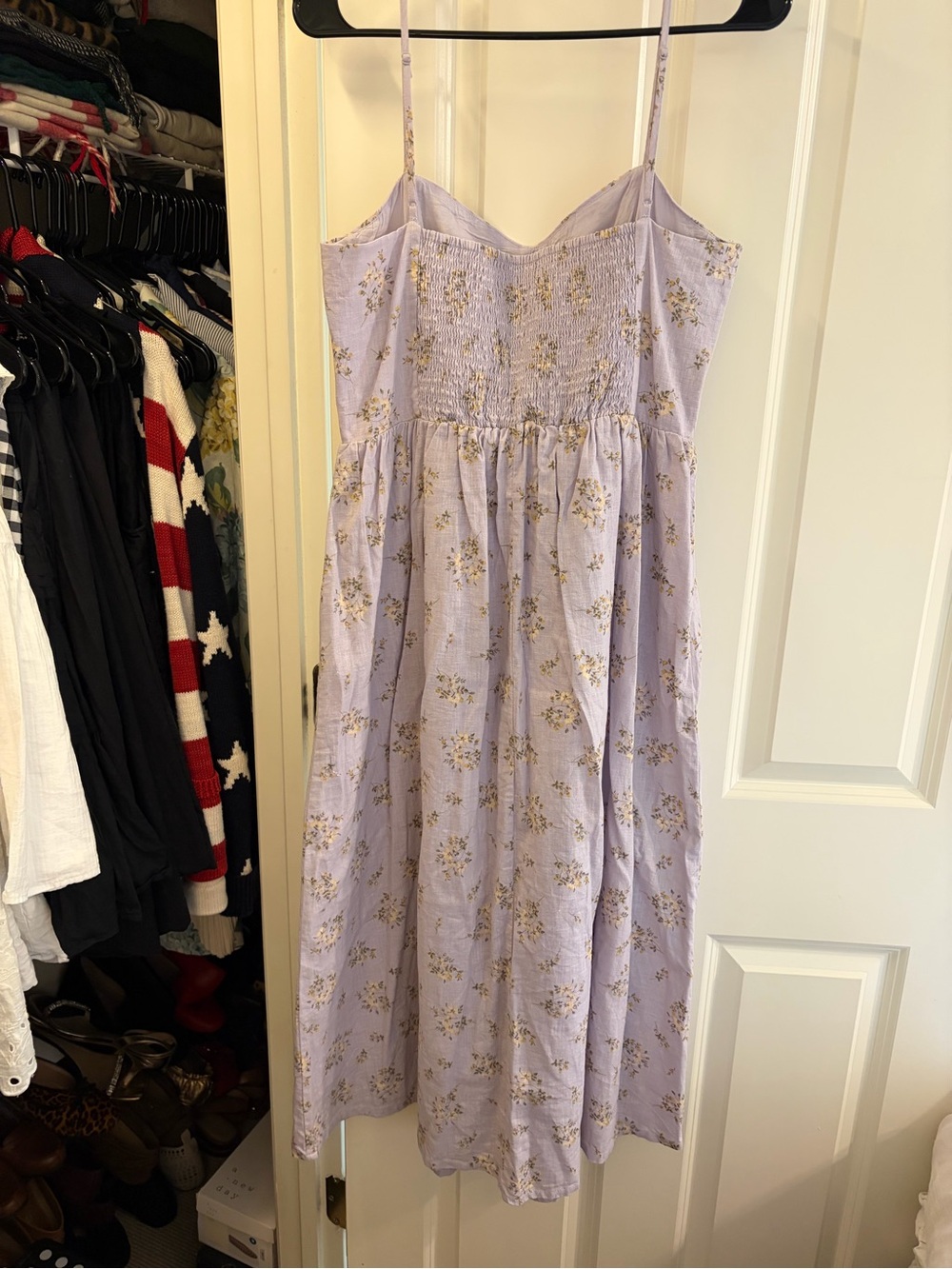 H&M Linen Blend Lavender Floral Midi Sundress - Picture 2 of 8